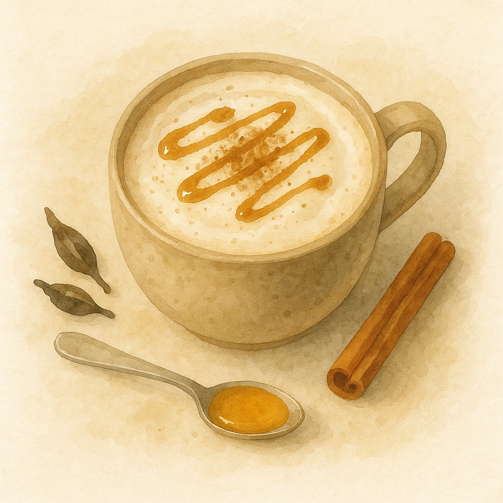 Homemade Black Tea Latte with Cinnamon & Honey