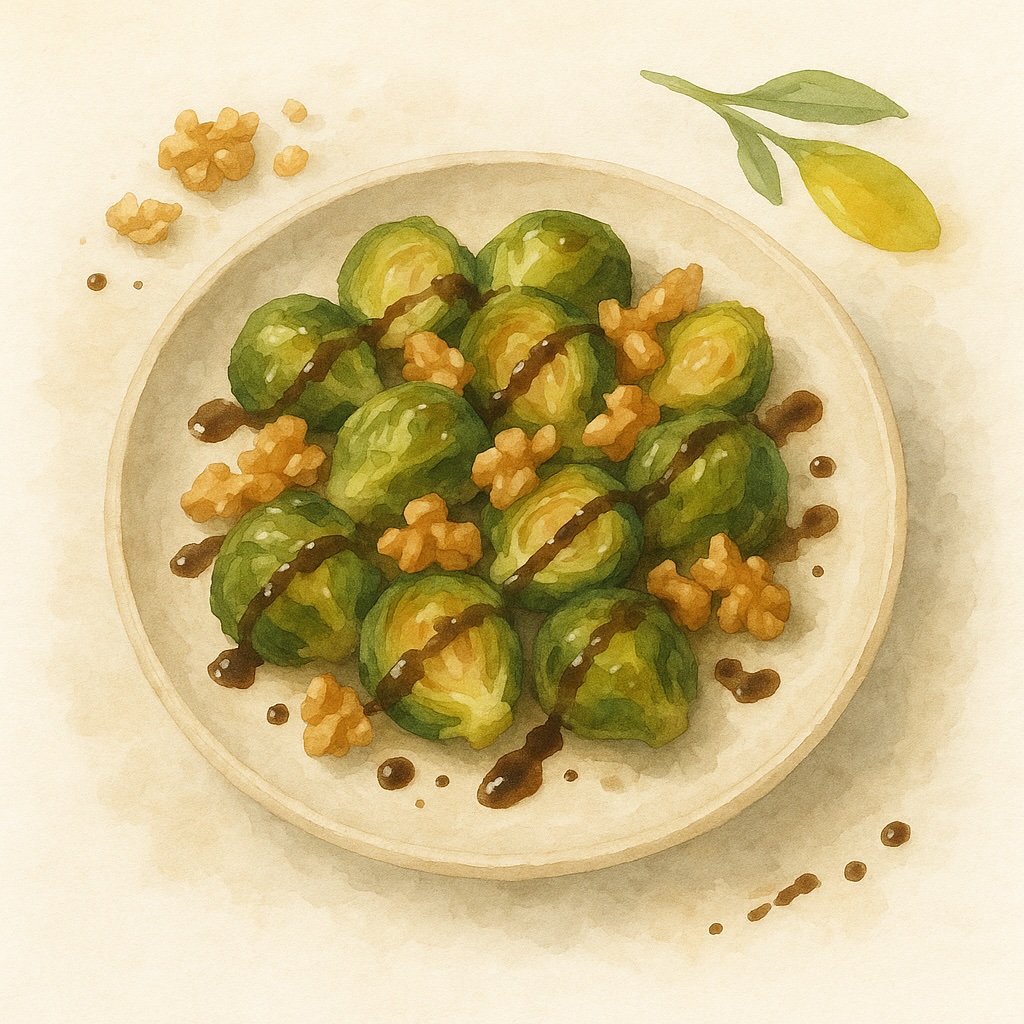 Roasted Brussels Sprouts with Balsamic & Walnuts