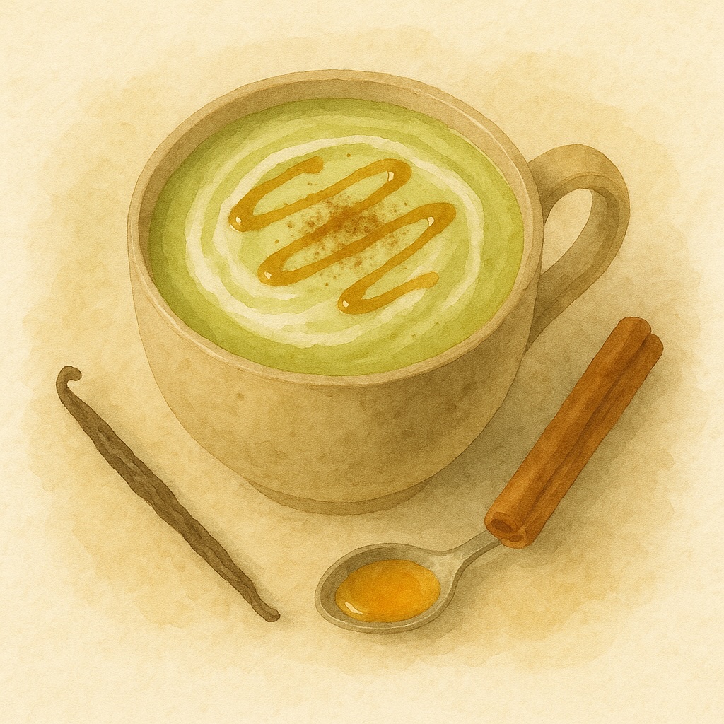 Creamy Matcha Latte with Cinnamon & Vanilla