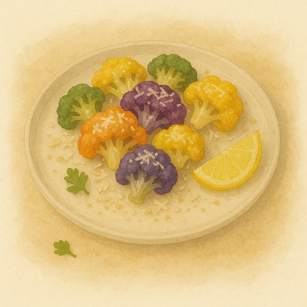 Roasted Rainbow Cauliflower with Parmesan & Lemon