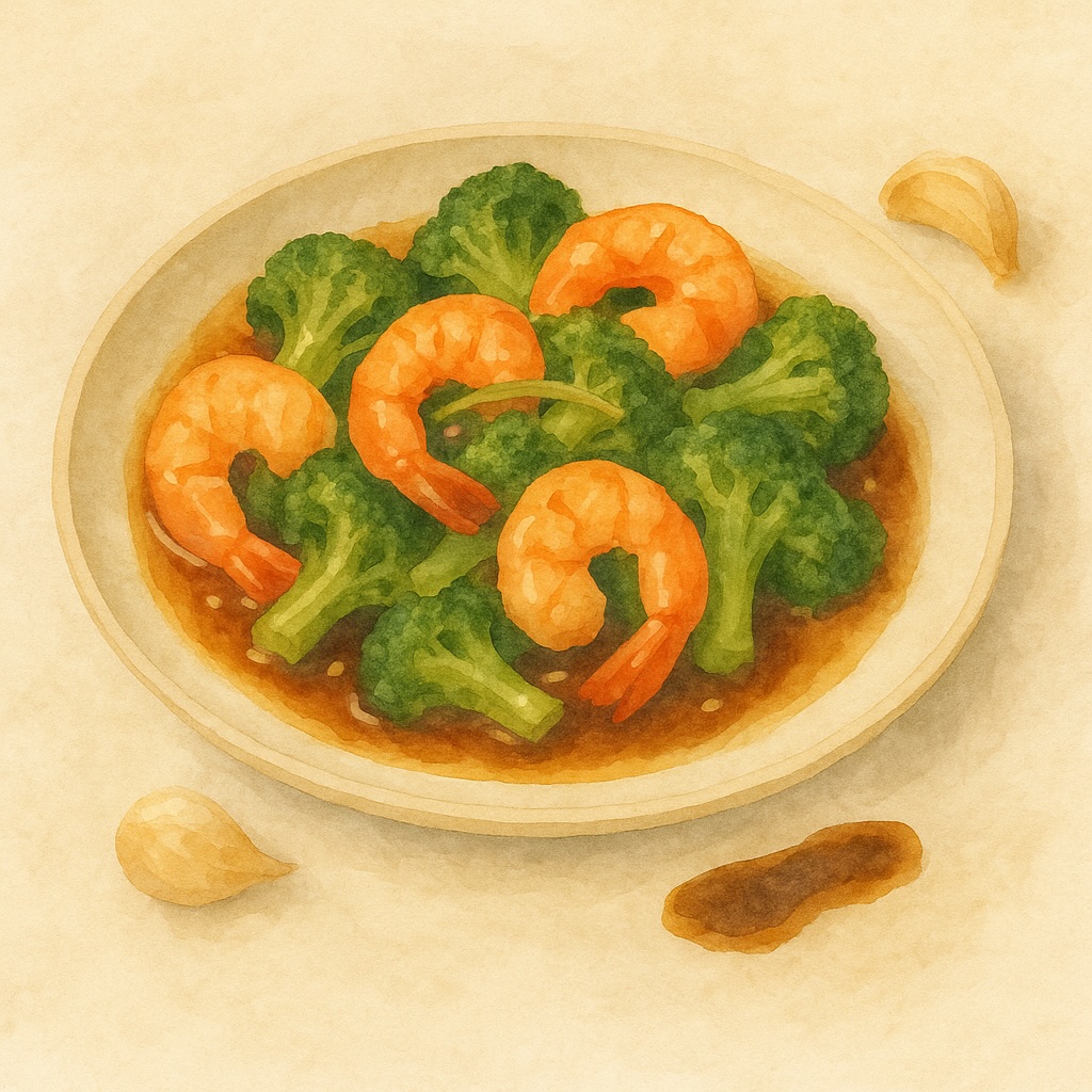 Shrimp & Broccoli Stir-Fry with Garlic & Black Vinegar