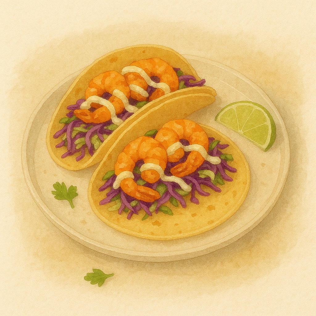 Shrimp Tacos with Cabbage Slaw & Lime Yogurt