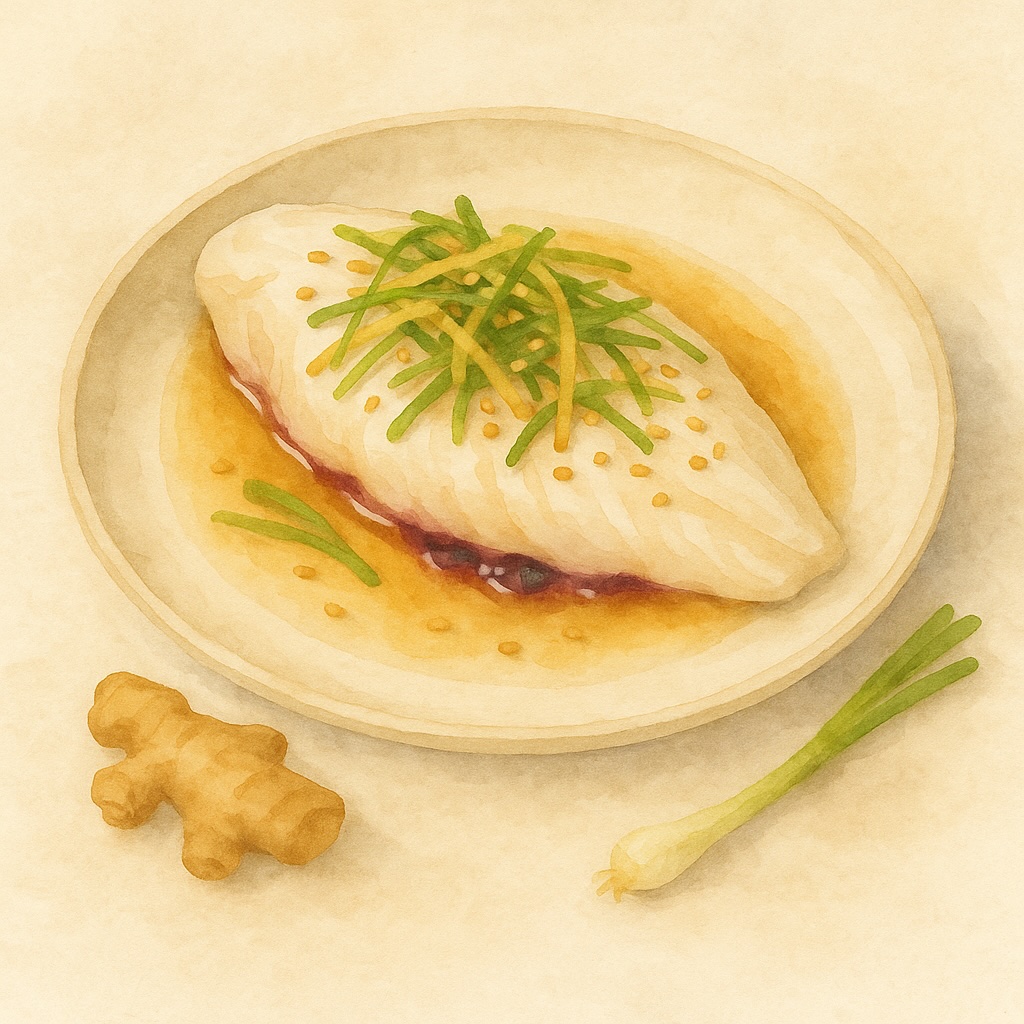 Steamed Fish with Ginger, Scallions & Sesame