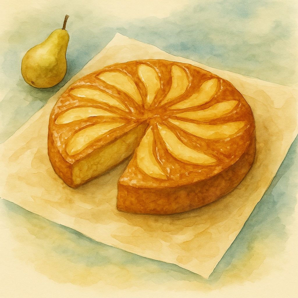 Pear & Cardamom Olive Oil Upside-Down Cake